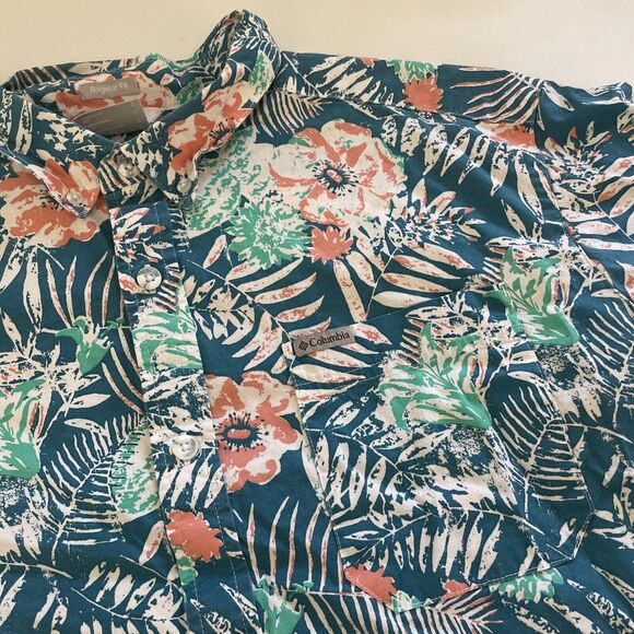Columbia Shirt Mens Size Large Regular Fit‎ Hawaiian Tropical Pastel Preppy - Picture 2 of 8